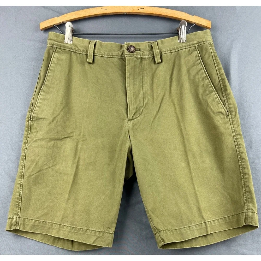 Banana Republic Aiden Shorts Mens 30 Fresh Olive Green Chino Cotton Twill